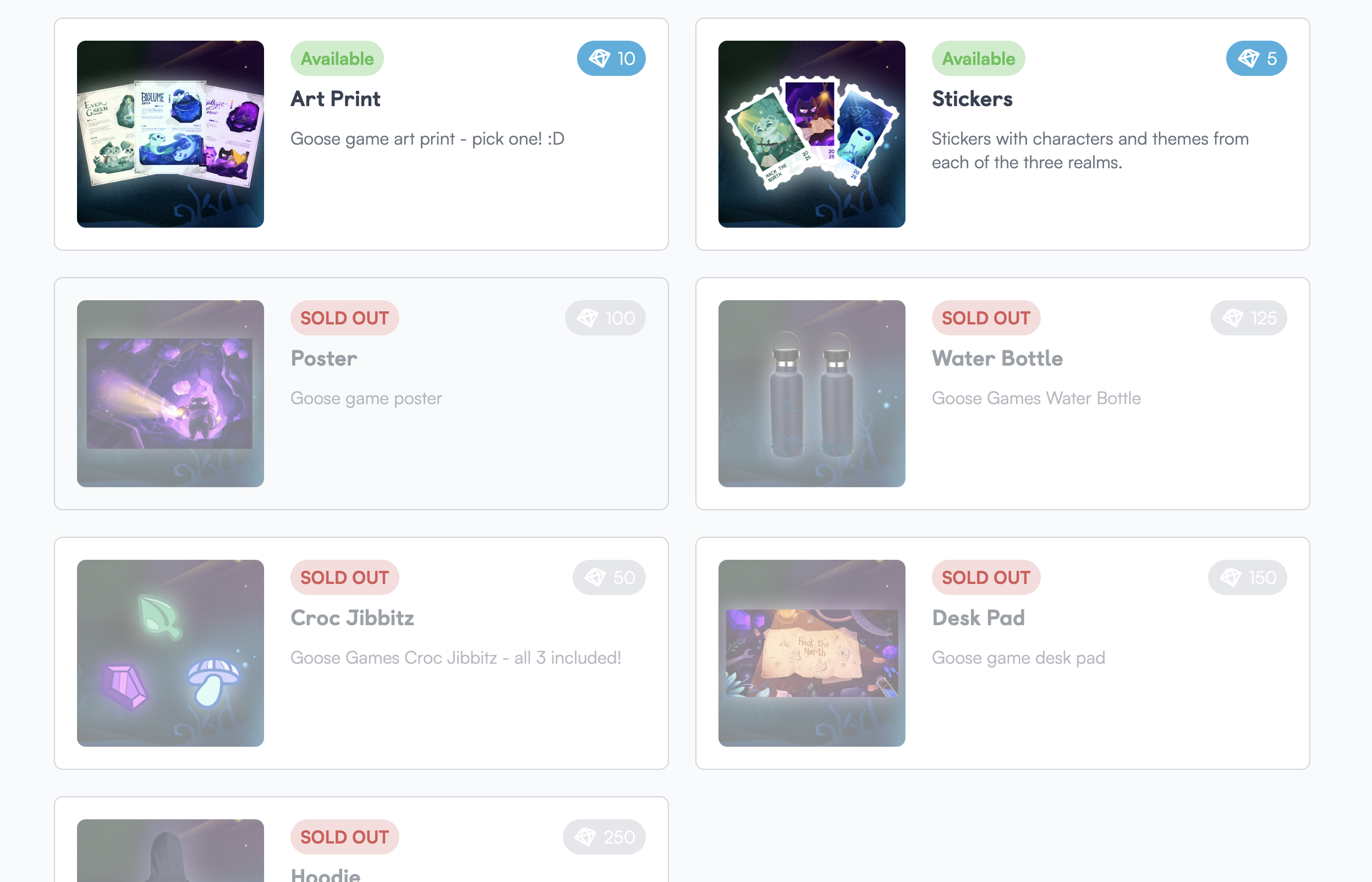 dashboard - goose games